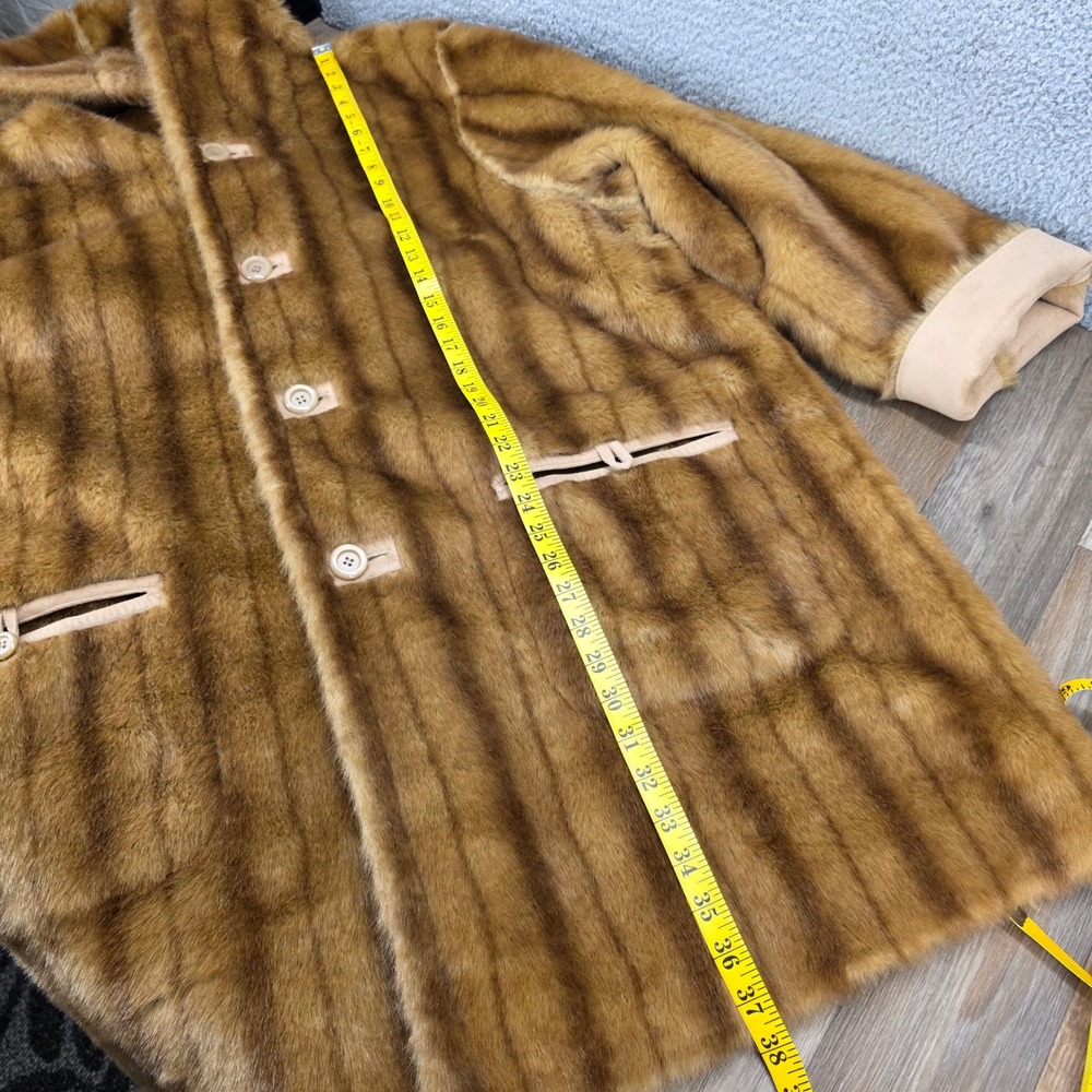 Jones New York Reversible Faux Fur‎ Suede Hooded Coat Tan Brown Plus 2X - Picture 9 of 16